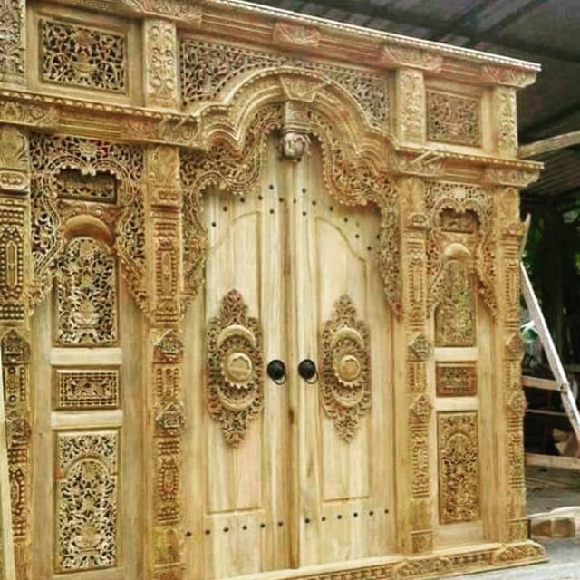 Pintu Gebyok Ukir Kayu Jati Ukuran 300x265 Cm Motif Terbaru | Shopee  Indonesia
