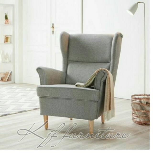 Jual Sofa single retro wing chair sofa bahan kain fabric modern