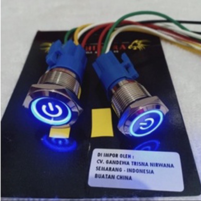 Jual tombol on off LED Stainless Tombol On Off Push Button Metal plus