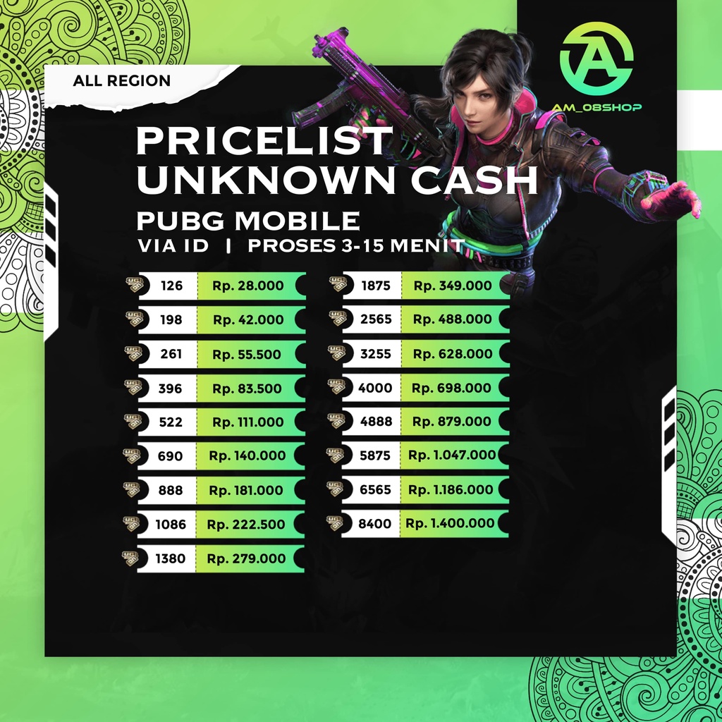 Top Up Unknown Cash PUBG Mobile Unknown Cash PUBGM Murah
