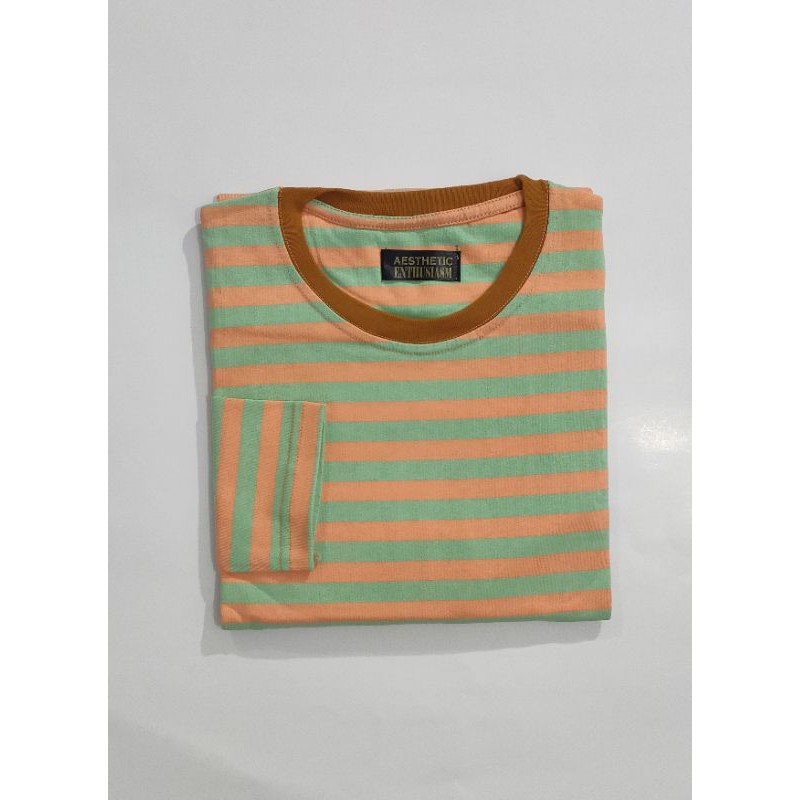 [KAOS TEBAL PREMIUM UNISEX] Lengan Panjang Cotton Katun Adem Stripe