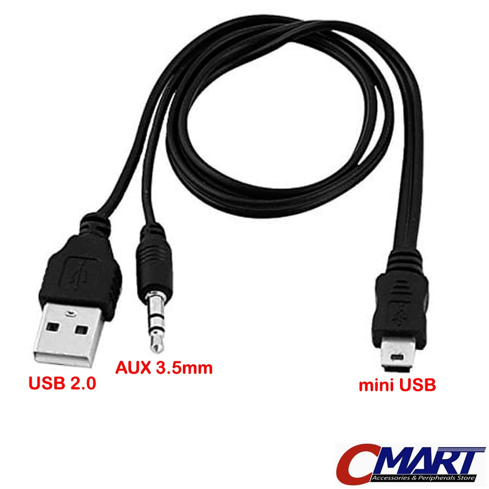 Jual Kabel mini USB to AUX Audio Speaker 3.5 mm & USB - CBL-UBNMUBAM35M