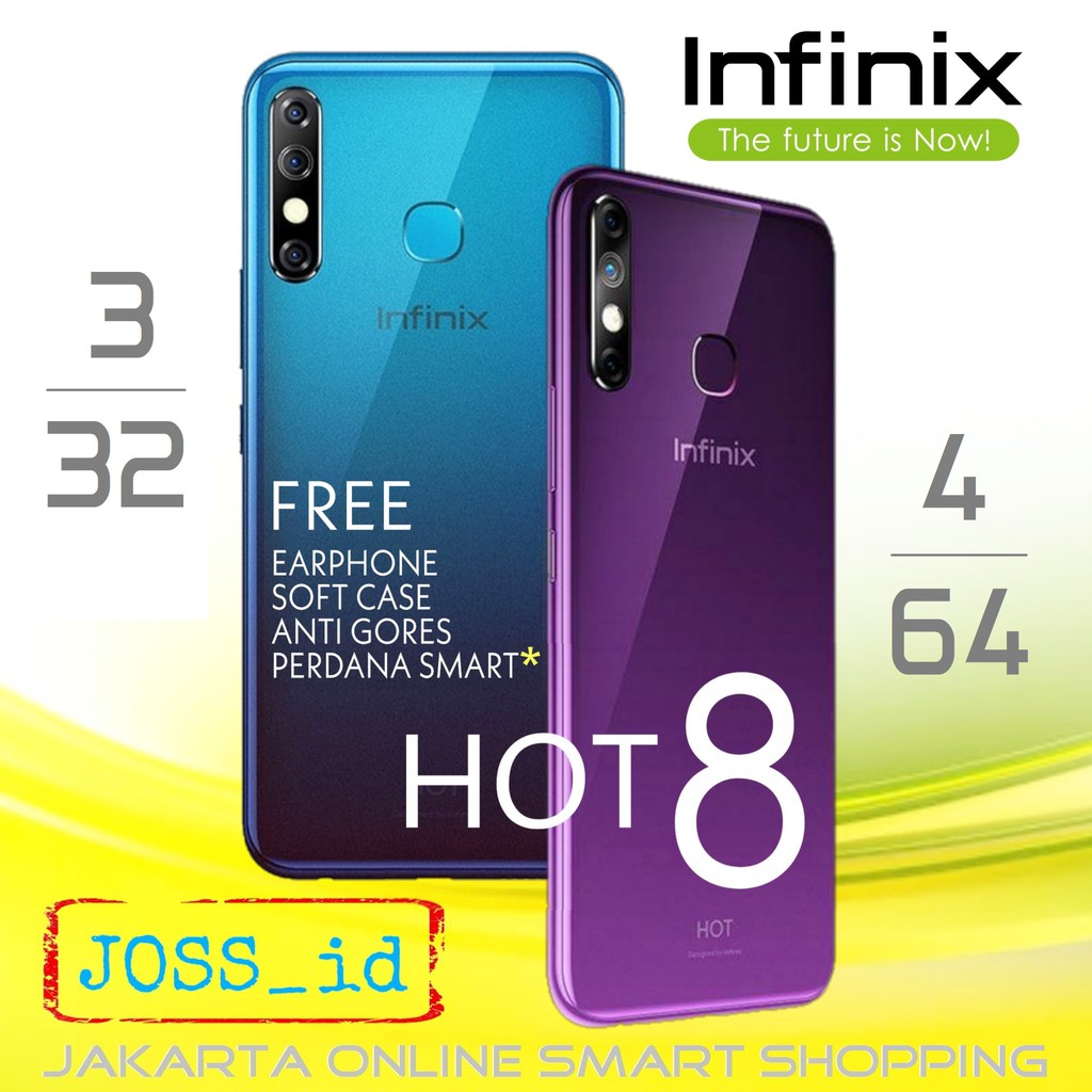 (4/64 & 3/32) HP INFINIX HOT 8 GARANSI RESMI HP ANDROID 4G