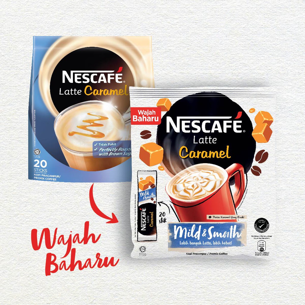 Jual Nescafe Latte Caramel Coffee Malaysia 20s x 25gr Kopi rasa