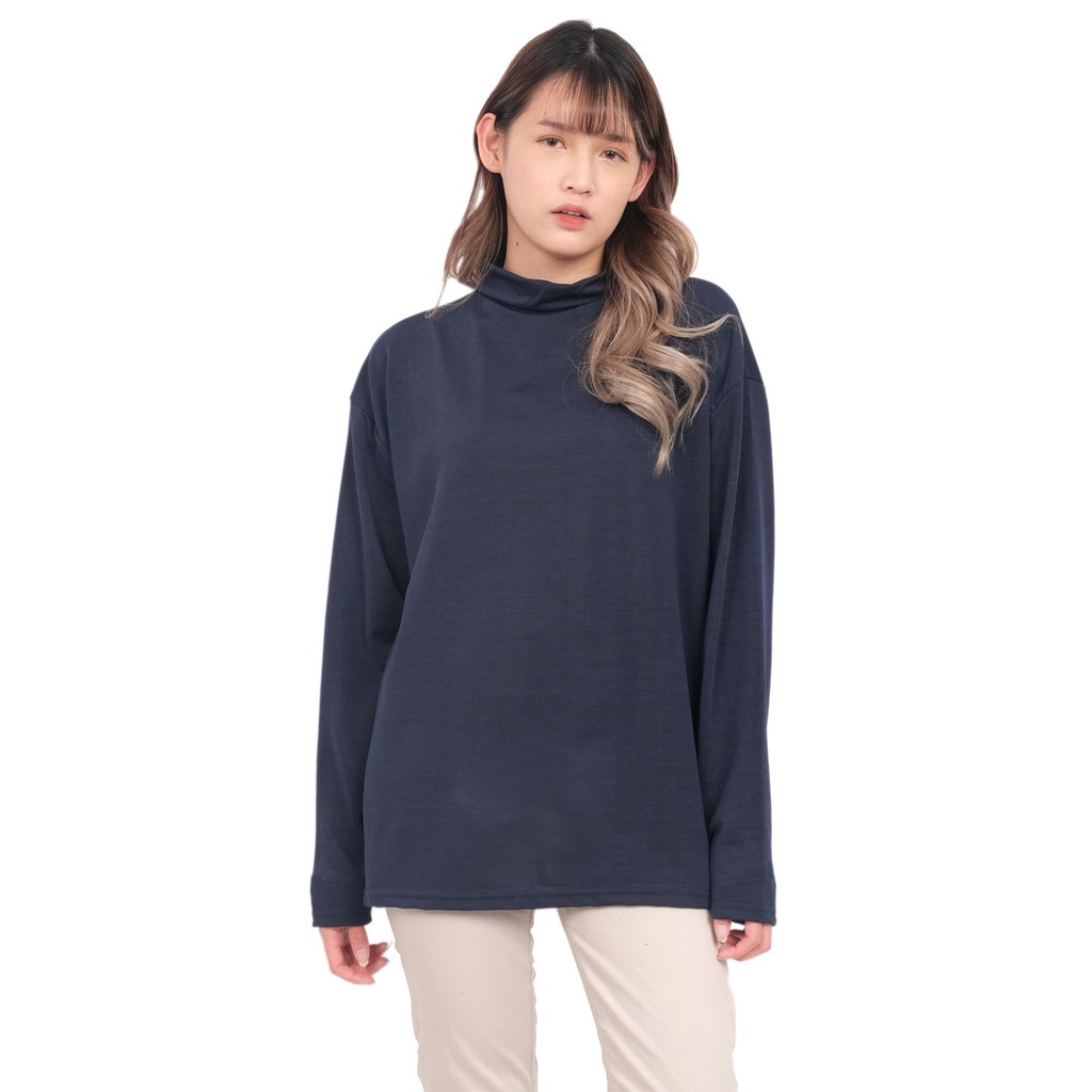 Monellina NAROIS Kaos Oversize Wanita Turtleneck Lengan