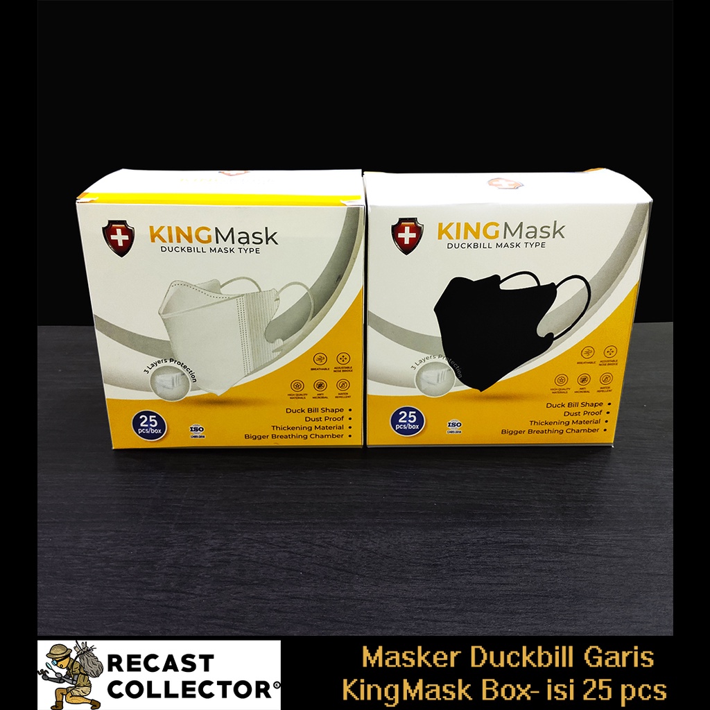 Masker Duckbill Garis Hidung Penutup King Mask 25 pcs 3 PLY Hitam Putih Box  KINGMASK | Shopee Indonesia