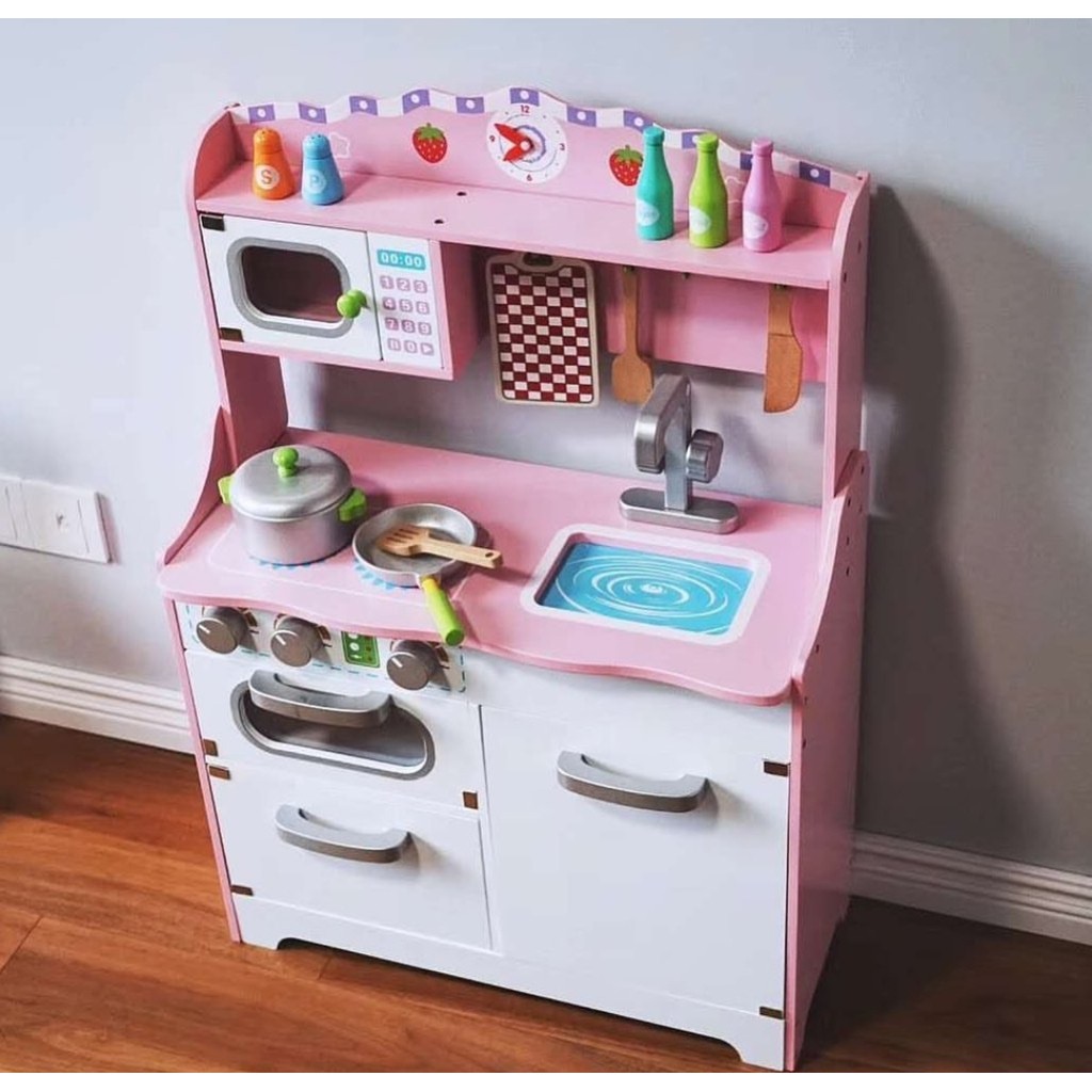 Jual Mainan Anak Kayu / Mainan Anak Dapur - Dapuran / American Kitchen Set | Shopee Indonesia
