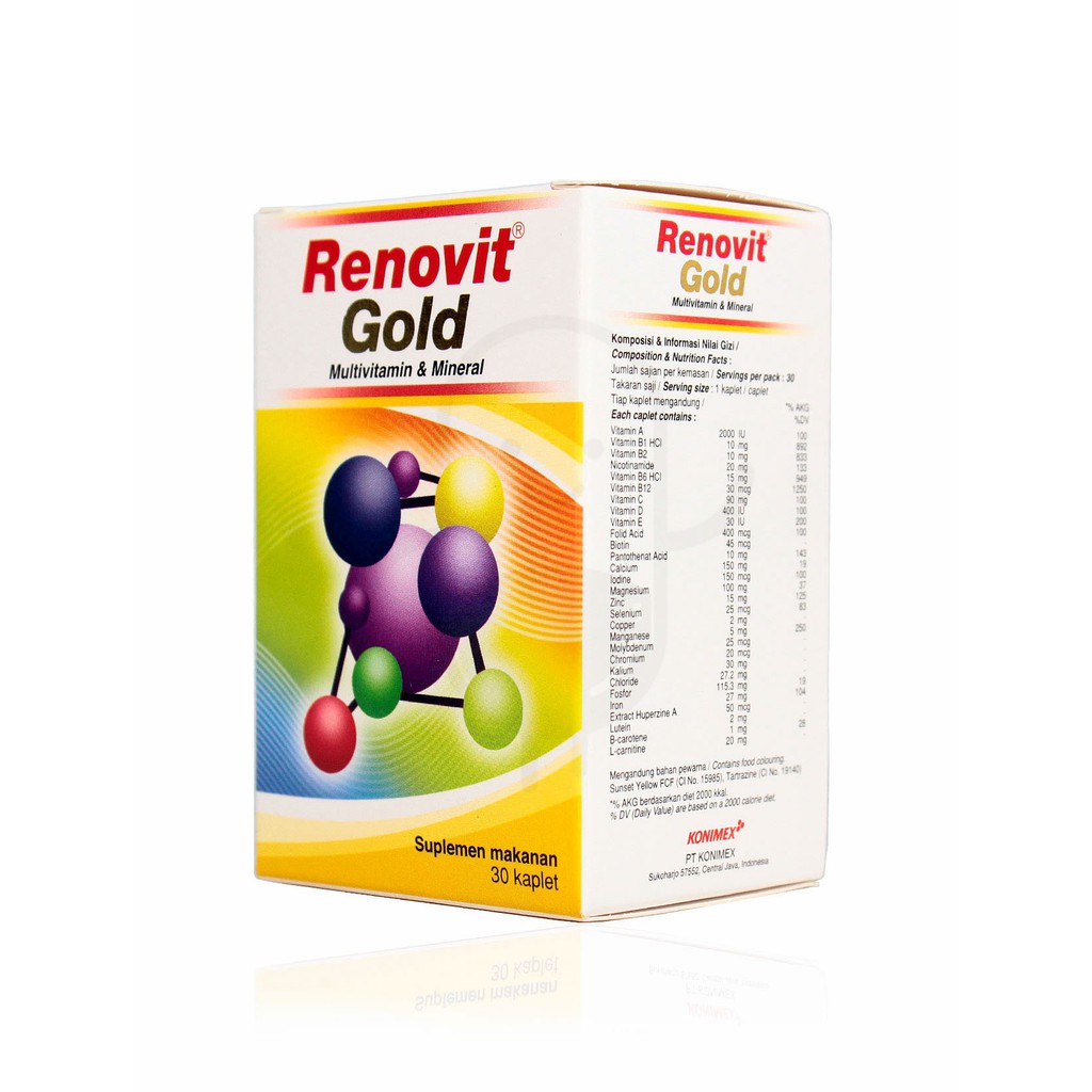 RENOVIT GOLD BOTOL 30 MULTIVITAMIN MINERAL Bagus Baik Untuk FUNGSI KOGNITIF Orang  Tua Lanjut Usia | Shopee Indonesia