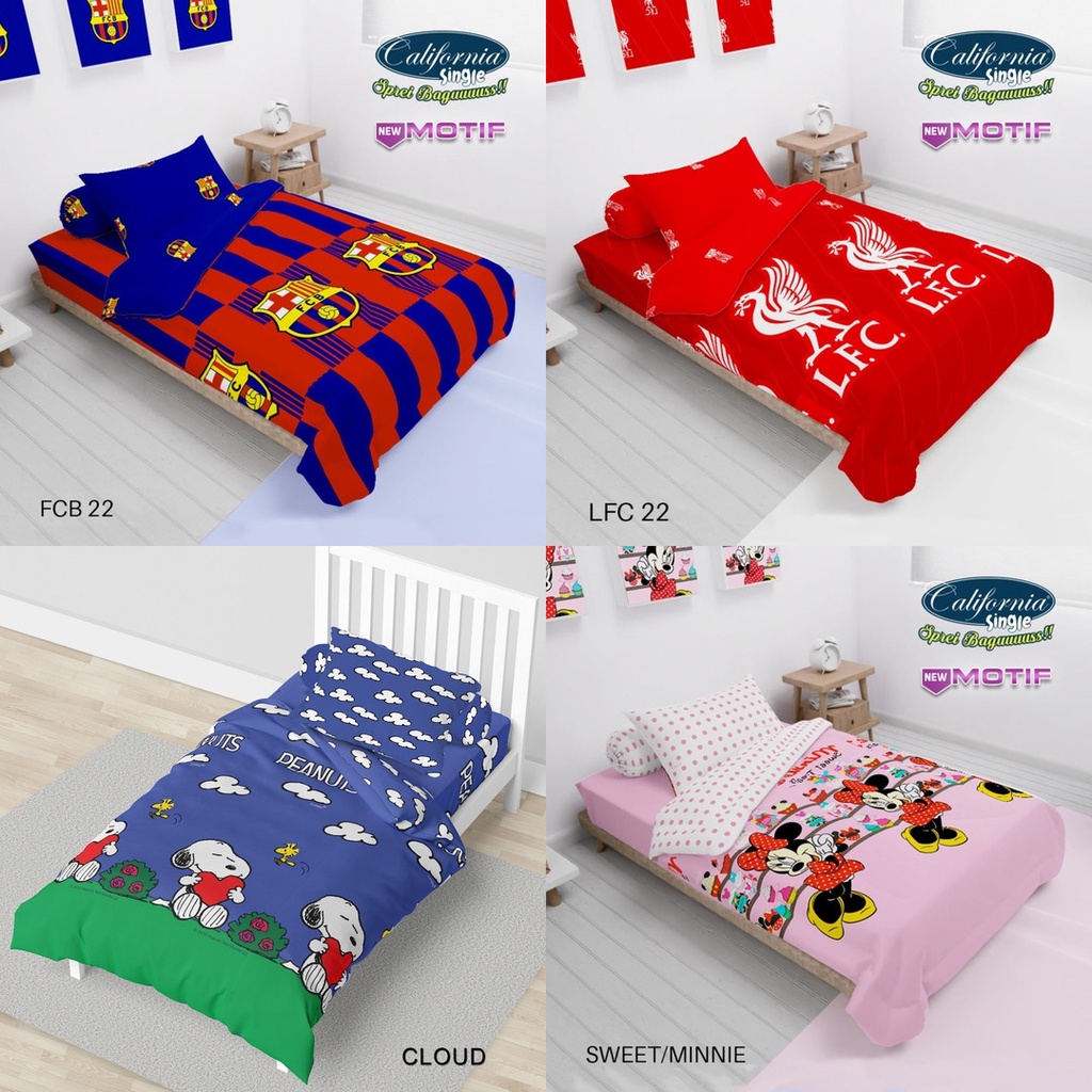 Jual BED COVER CALIFORNIA SINGLE 120 No.3 BCS MOTIF FCB 22, LFC 22