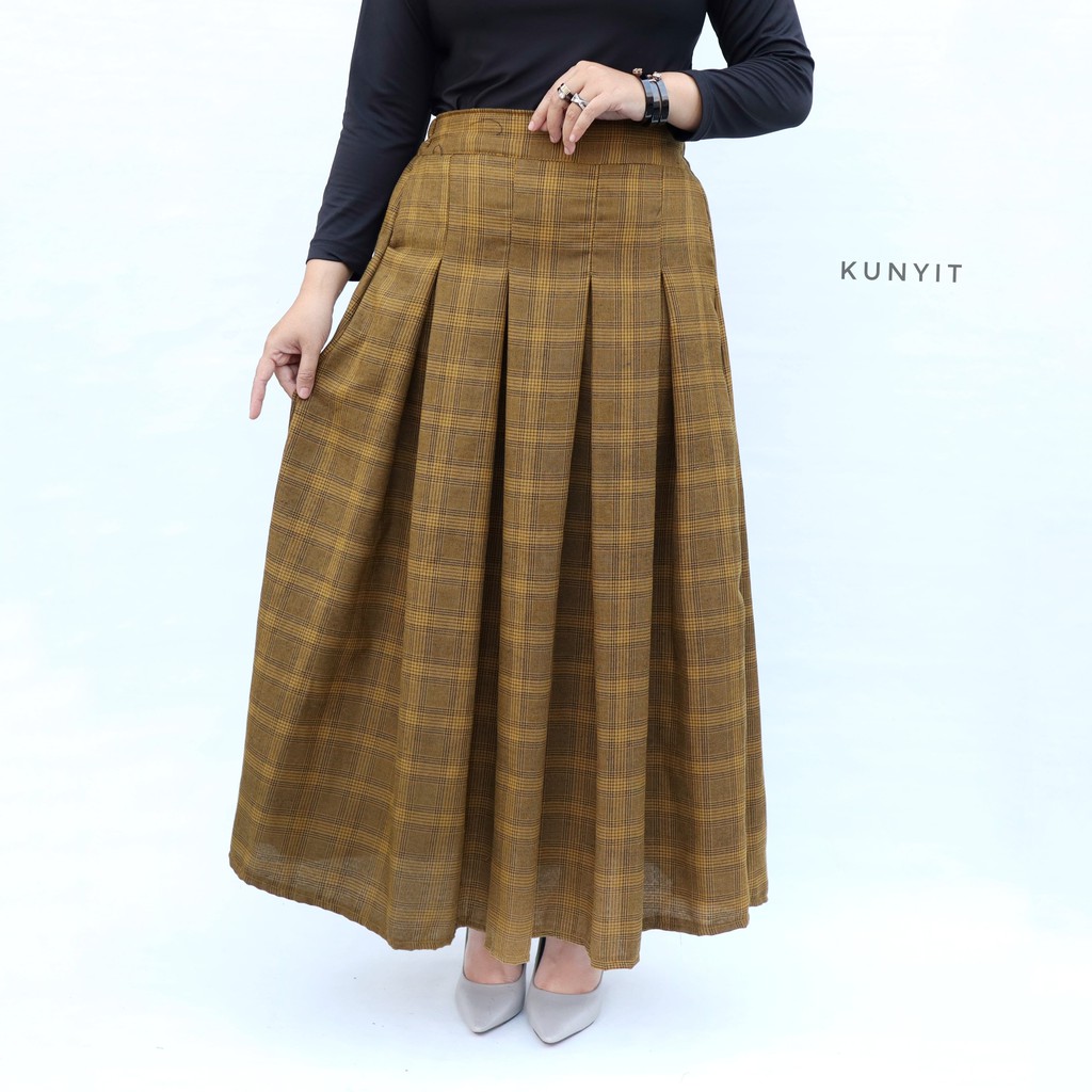 rok panjang rempel depan belakang motif kotak / rok kotak kotak ' Shopee Indonesia