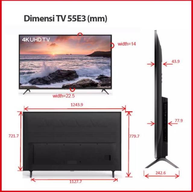 TCL LED TV 55 inch 55E3 SMART UHD 4K DIGITAL NETFLIX | Shopee Indonesia