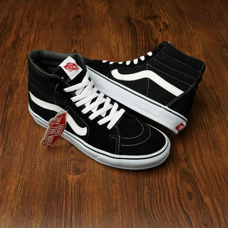 SEPATU VANS SK8 HIGH BLACK WHITE PREMIUM IMPORT QUALITY MADE IN CHINA