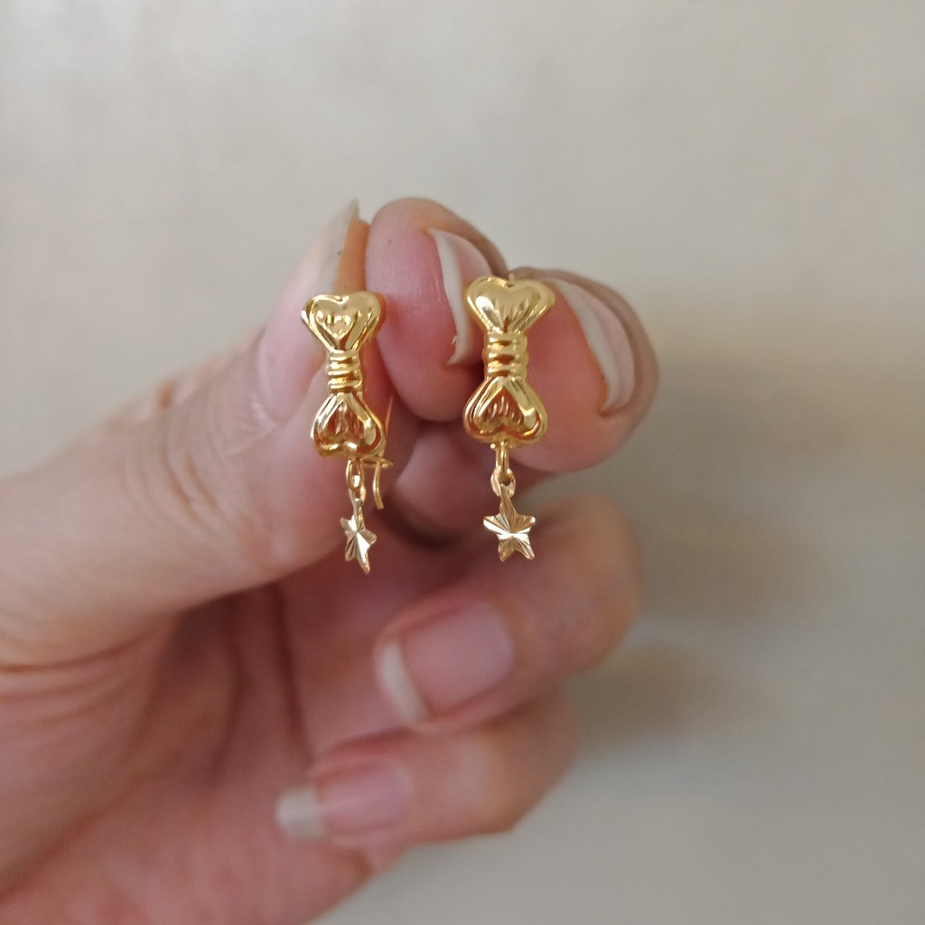 anting emas asli kadar 700 70 18k 22 gold tanpa permata gantung