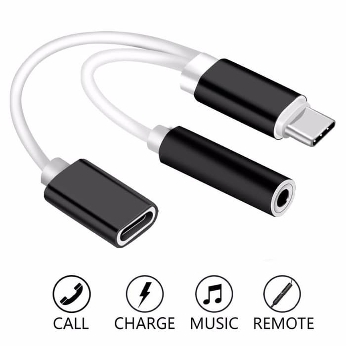 Jual Usb Type C To 3.5Mm Jack Aux Audio Splitter + Type C Charging Adapter | Shopee Indonesia