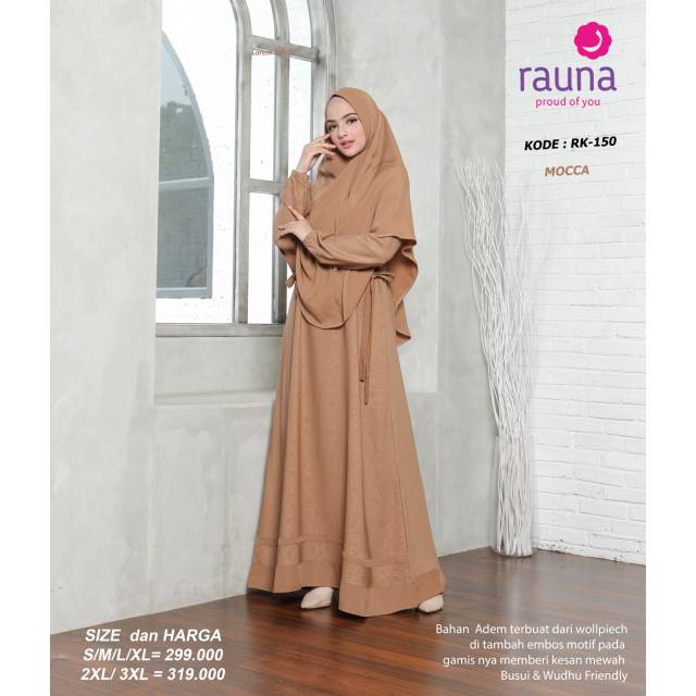 Jual Set Gamis Syar'i Rauna Rk 150 Mocca Coklat | Shopee Indonesia