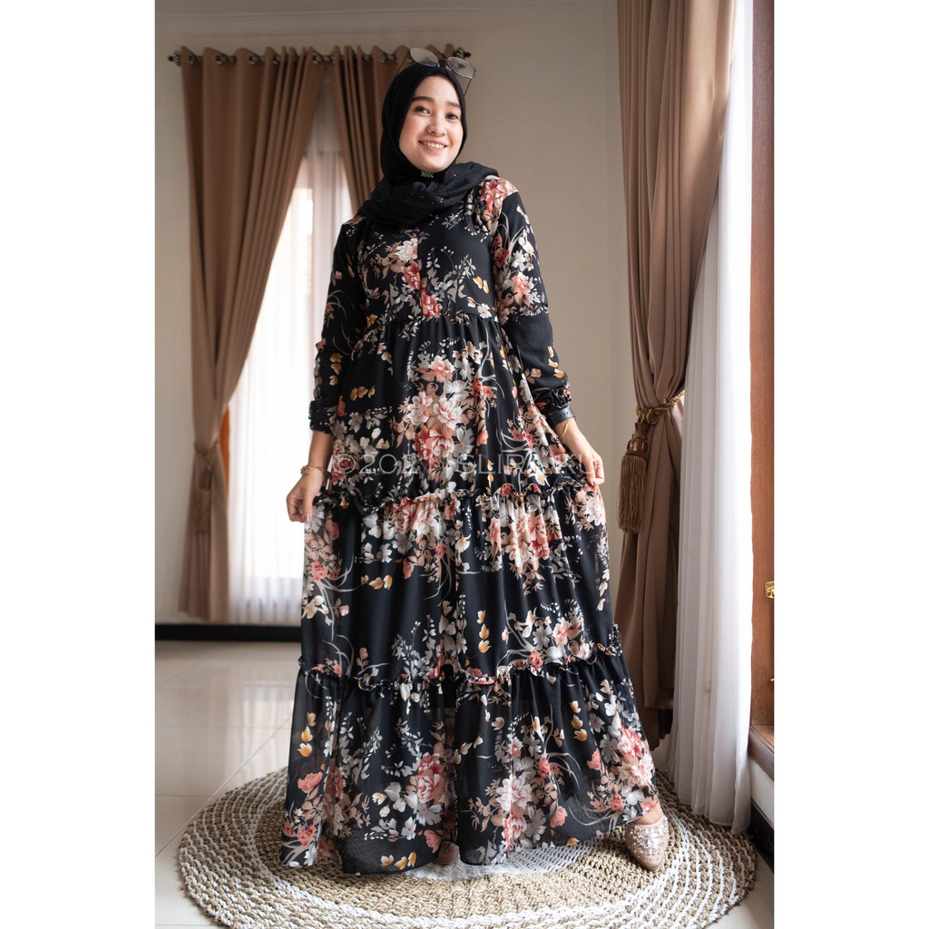 Gamis Ceruti/Ceruty Premium Motif Bunga By Slira.ku