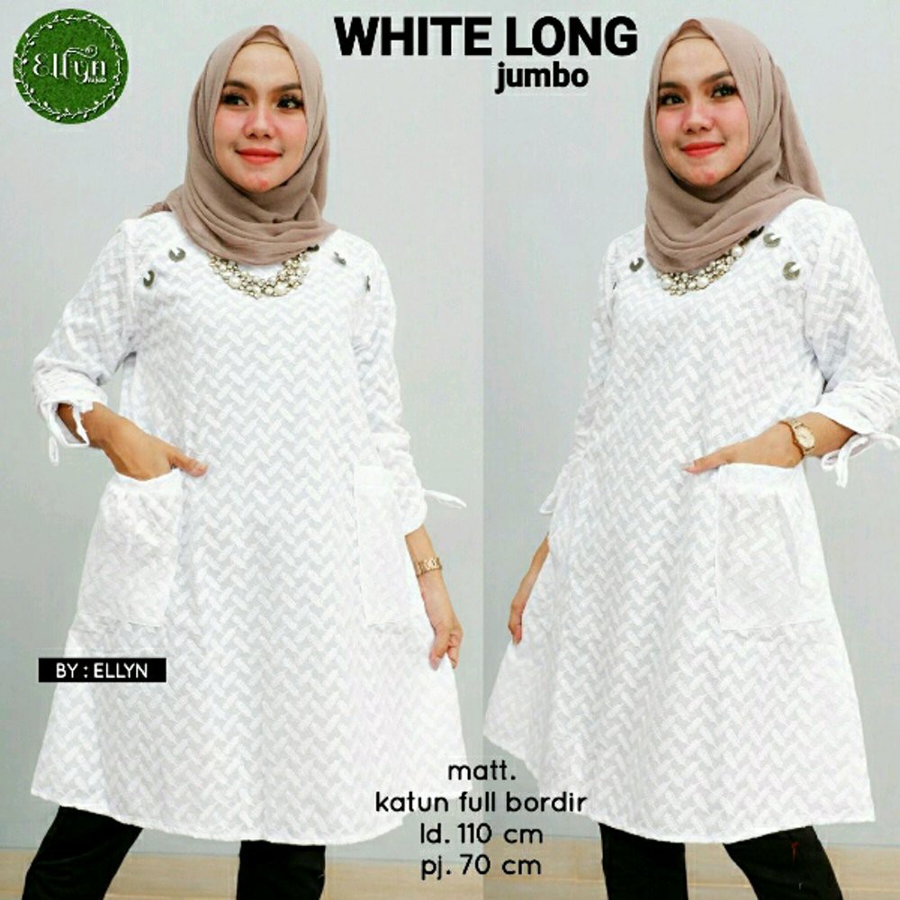 atasan baju wanita tunik putih blouse putih tunik blouse