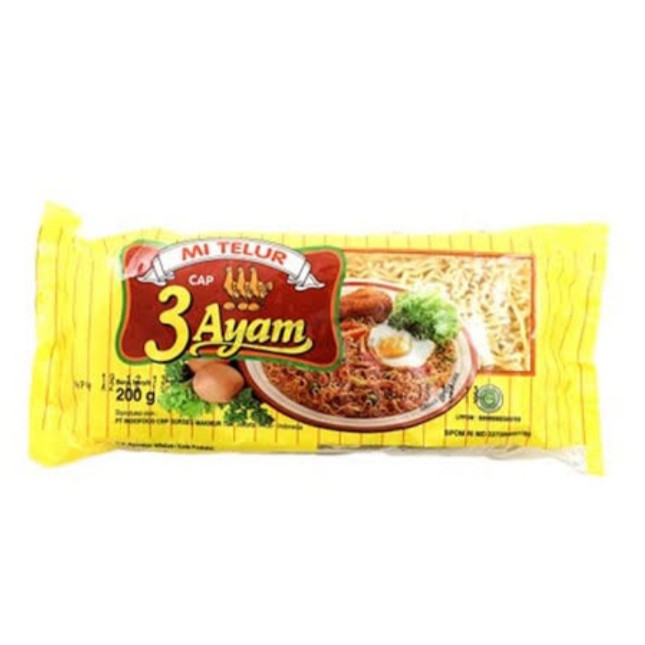 Mie Telur Cap 3 ayam Warna Kuning 200GR Shopee Indonesia