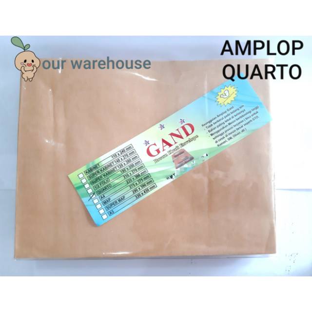 Jual Amplop Coklat Quarto Qwarto Kuarto Kwarto 80 Gram Ukuran 210X270 Mm Isi 100 Lembar Gand | Shopee Indonesia