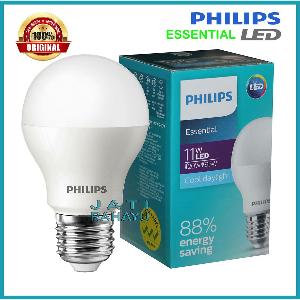 PHILIPS LAMPU LED ESSENTIAL 11W 11 WATT PUTIH COOL