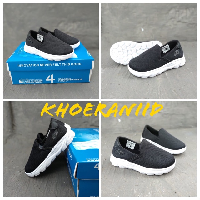 Sepatu slip on anak skechers gowalk premium hitam lakilaki perempuan