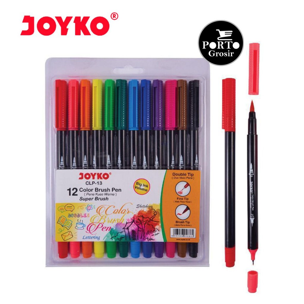 Joyko 12 Super Color Brush Pen CLP13 Double Tip Dua Mata Pena CLP13 12 Warna Shopee Indonesia