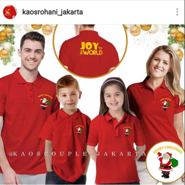 Kaos Polo Kerah /Baju Natal couple keluarga Ayah Ibu Anak