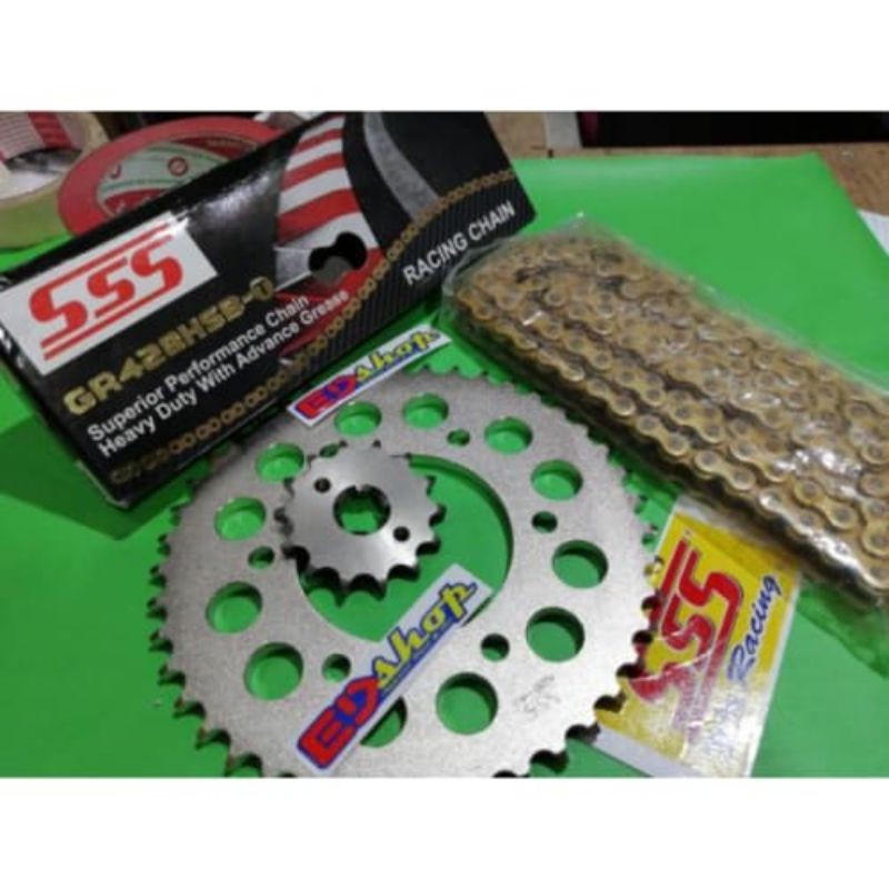 Jual gear set sss vixion old new nva nvl rantai hsbt gold sss original ukuran 428 14 43 44 45 up