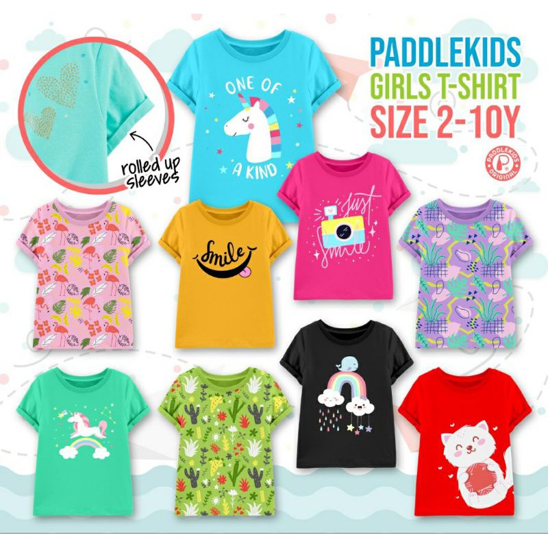 Kaos Anak Perempuan ROLLED UP SLEEVES Lengan Pendek