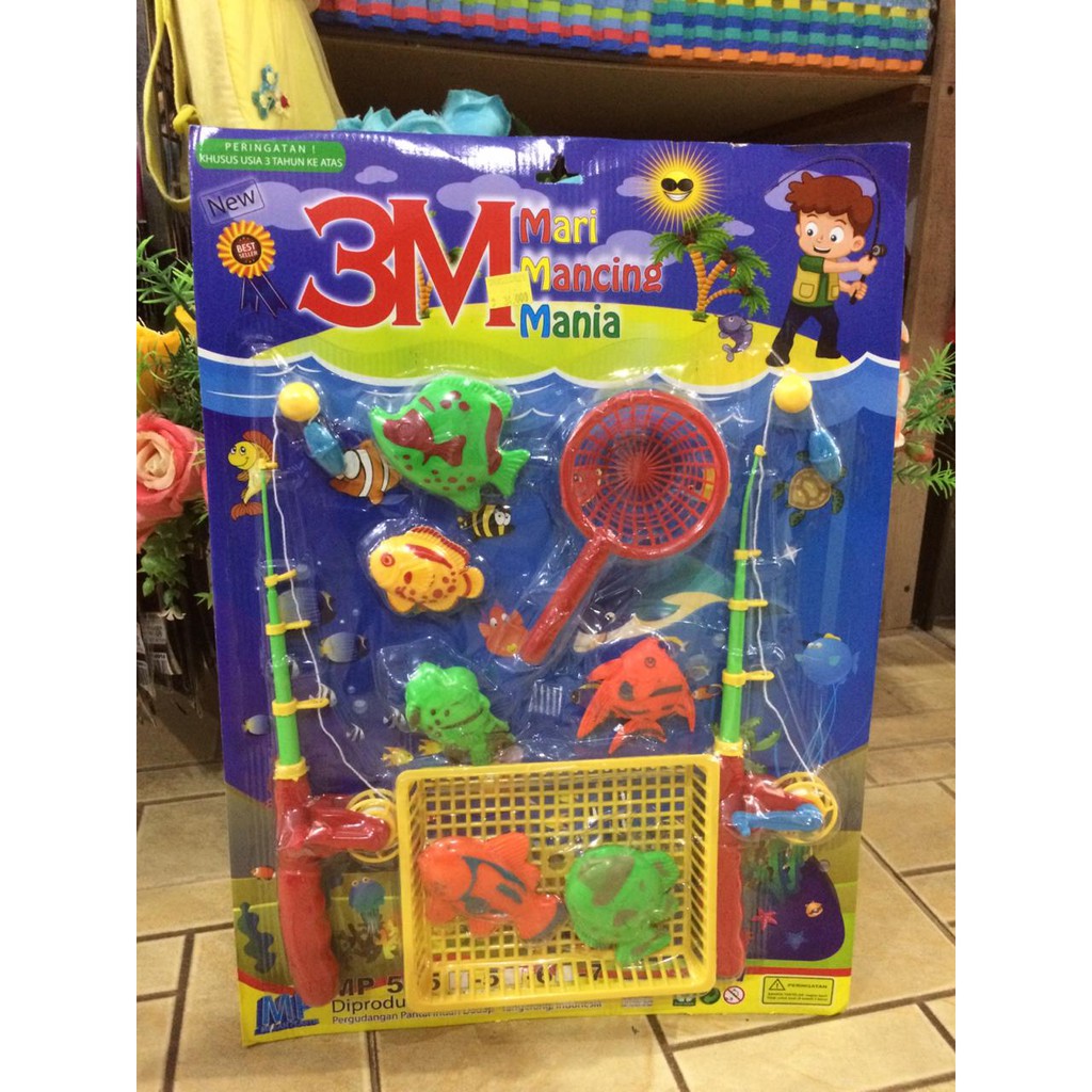 Jual Termurah!!!Mainan Anak//Alat Pancing - Mainan Pancingan 3M Mancing Mania 6 Ikan 2 Alat Pancing | Shopee Indonesia
