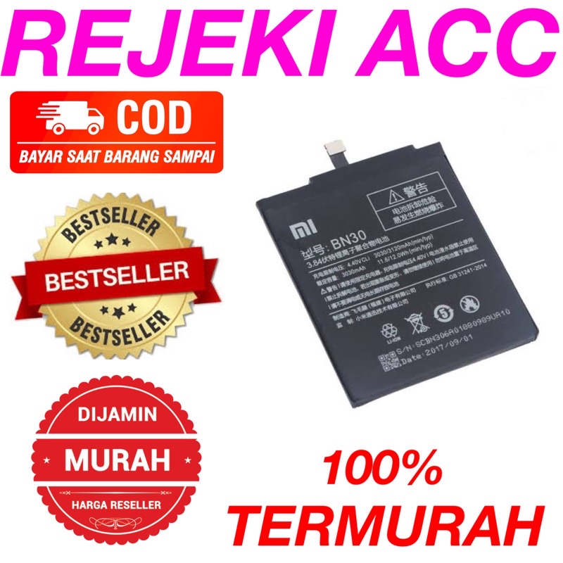 Jual Baterai batrai Xiaomi Redmi 4A Bat BN30 Tanam Model Original