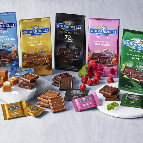 Jual Ghirardelli Squares Chocolate 151G / Dark Milk Raspberry Mint Caramel Assortment / Coklat Amerika | Shopee Indonesia