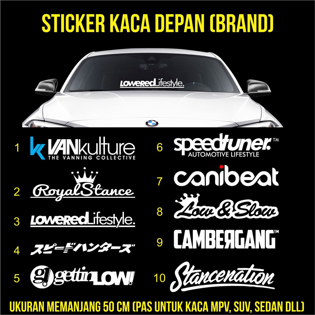 Stiker Nama Kaca Depan Mobil Homecare24
