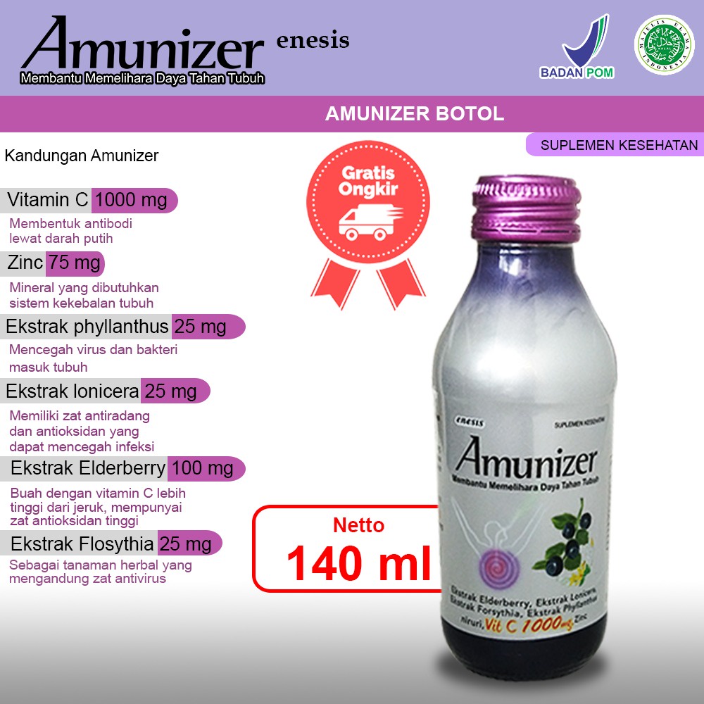 Jual Amunizer Vitamin C 1000 MG Botol 140 ML isi 4 Botol Shopee Indonesia(03)