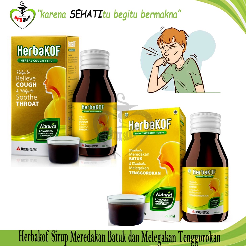 Jual Herbakof Obat Batuk Herbal 60/100ml Herba kof Cough Syrup Dexa