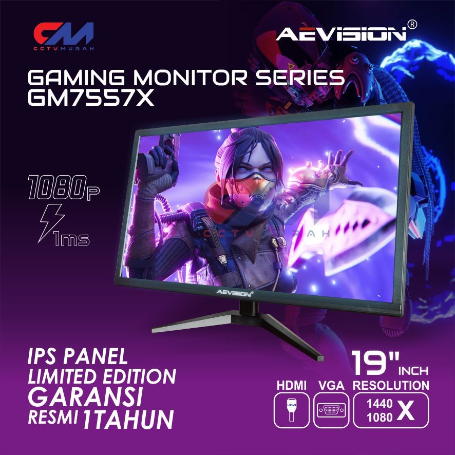 Jual Monitor PC Gaming AEVision 19 Inch GM7557X LED IPS Panel HD