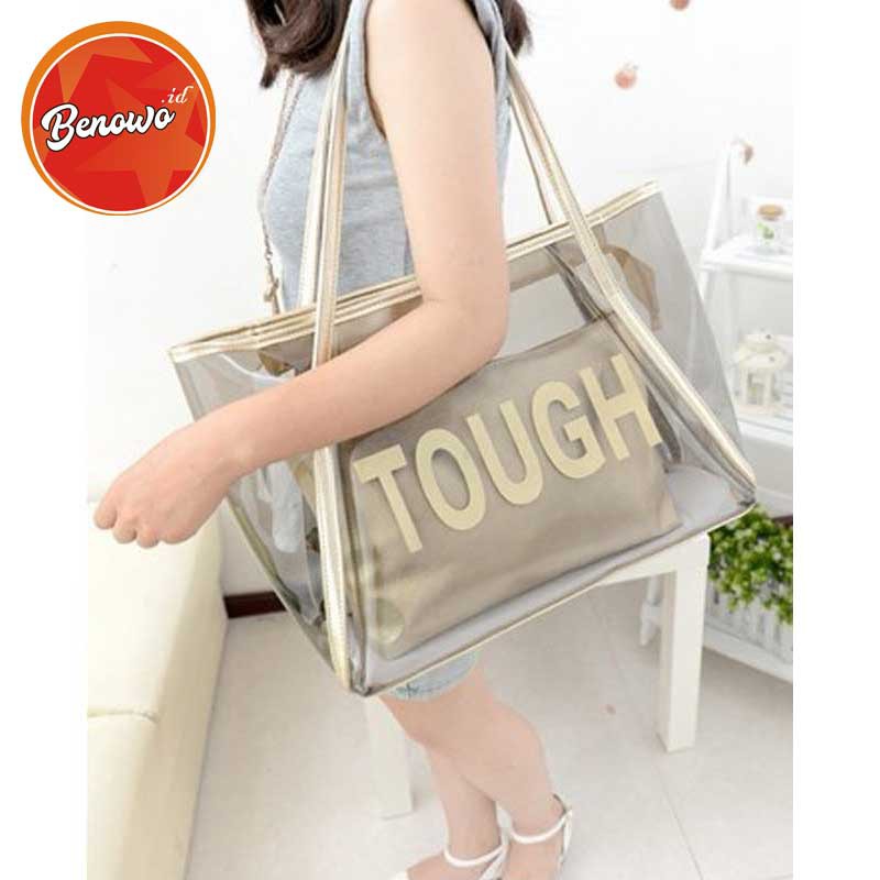 Tas Totebag Transparan Cewek Ruang Besar Tas Wanita Transparan Warna Warni Polos Simpel TW1811