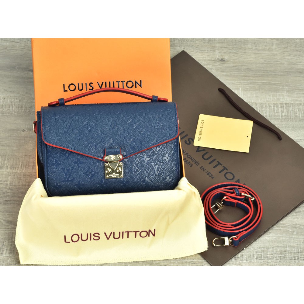 Jual Tas Lv Pochette Metis Monogram Empreinte Biru Dongker | Shopee Indonesia