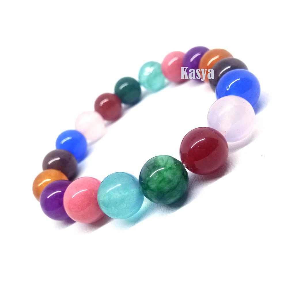 GELANG BATU NATURAL JADE GIOK WARNA WARNI 10 mm ORIGINAL | Shopee Indonesia