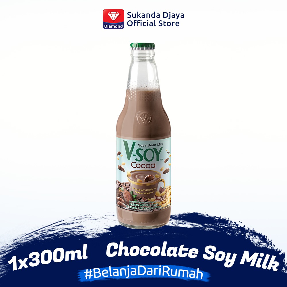 Jual V-Soy Susu Kedelai Coklat Chocolate Soy Milk Botol 300 Ml | Shopee Indonesia