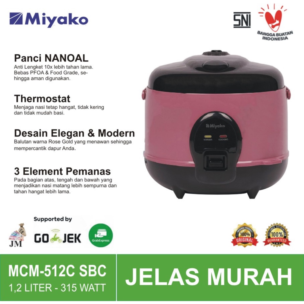 Jual / Rice Cooker 1,2 Liter 3in1 Miyako MCM512C SBC / MCM512CSBC / MCM512CSBC / MCM