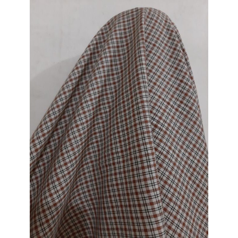 Jual Kain Kotak Semi Wool ( Cream Garis Coklat Hitam ) harga per 25 cm