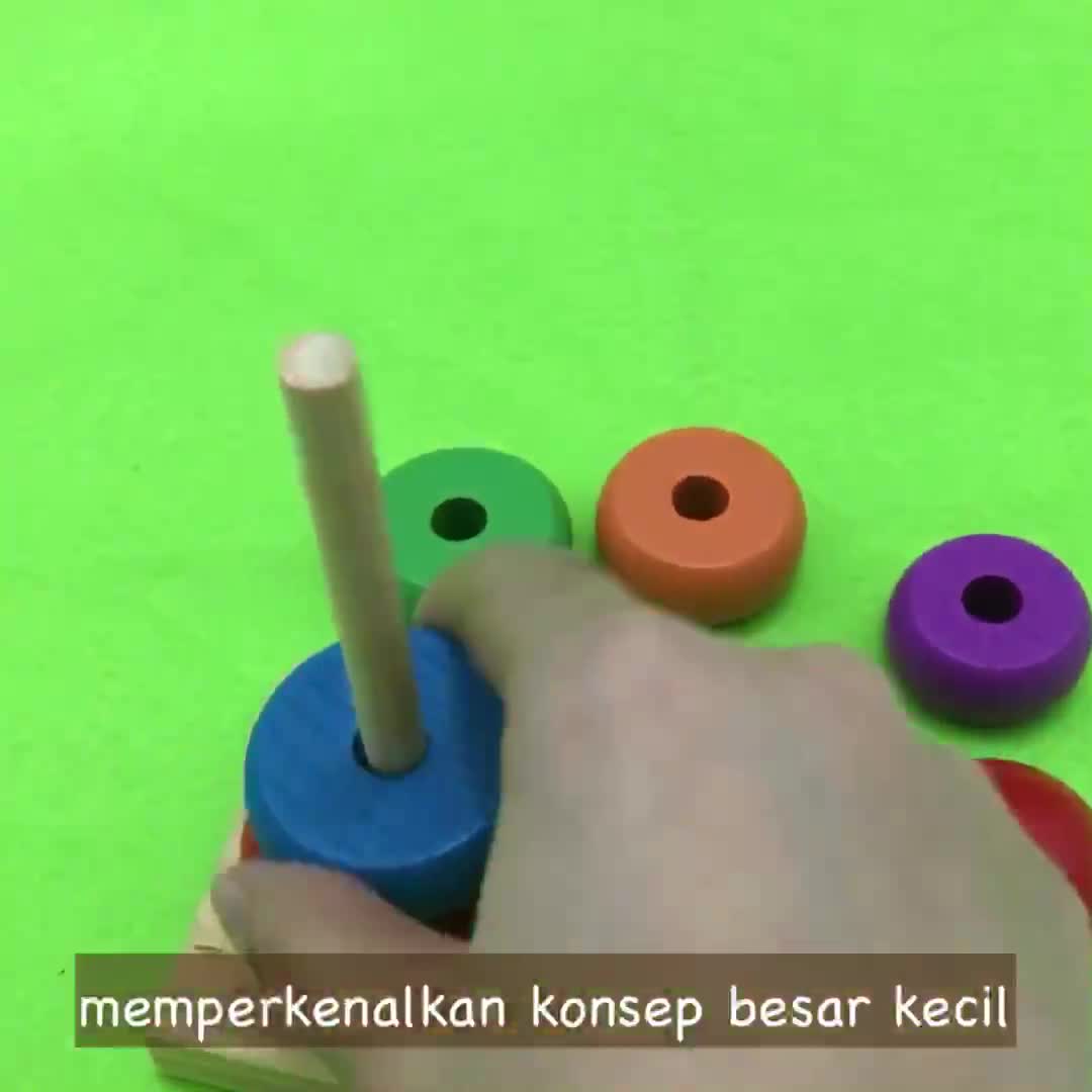 Edufontoys RAINBOW TOWER /menara donat kayu / menara pelangi/ ring