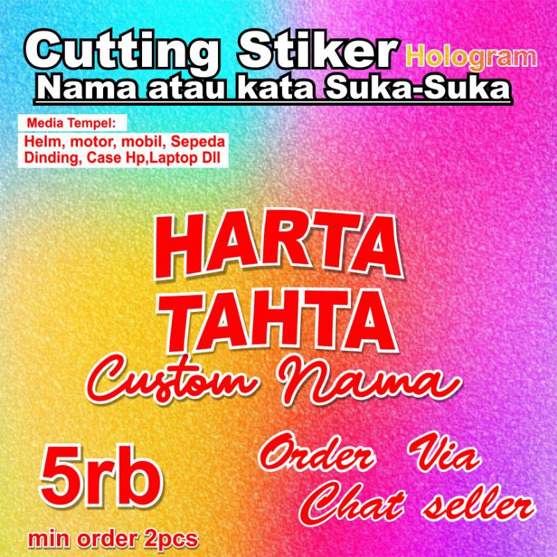 cutting sticker harta tahta dan customnama hologram stiker