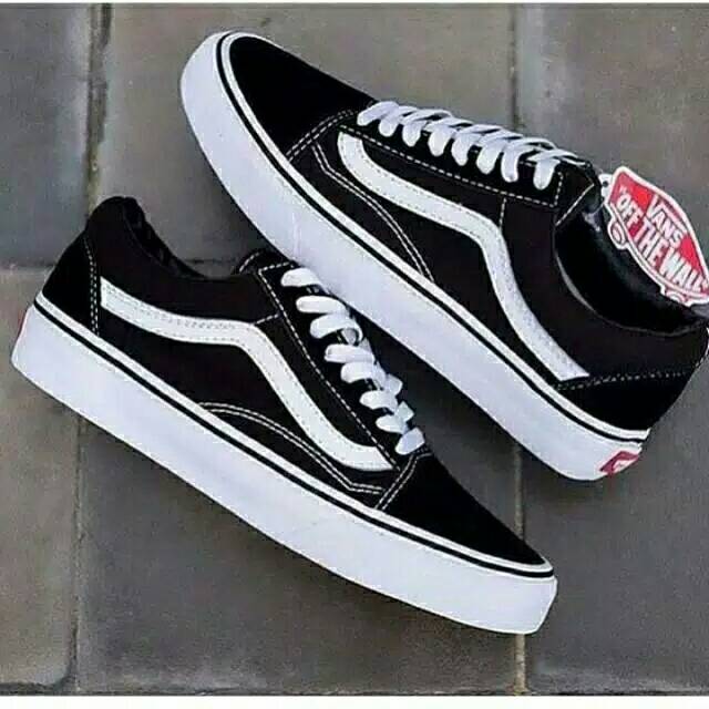 Men's Shoe Sepatu Vans Old Skool White Maroon Premium