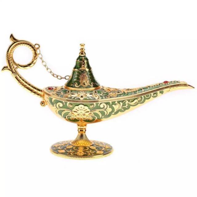 Lampu Ajaib Aladdin Lampu Pajangan Jin Ukiran Perunggu Mewah Antik