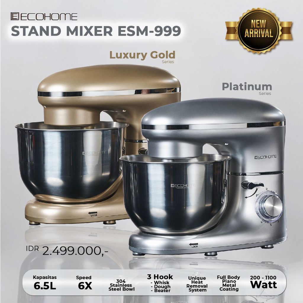 Jual ECOHOME Stand Mixer ESM999 Ukuran 6,5 liter Original Premium