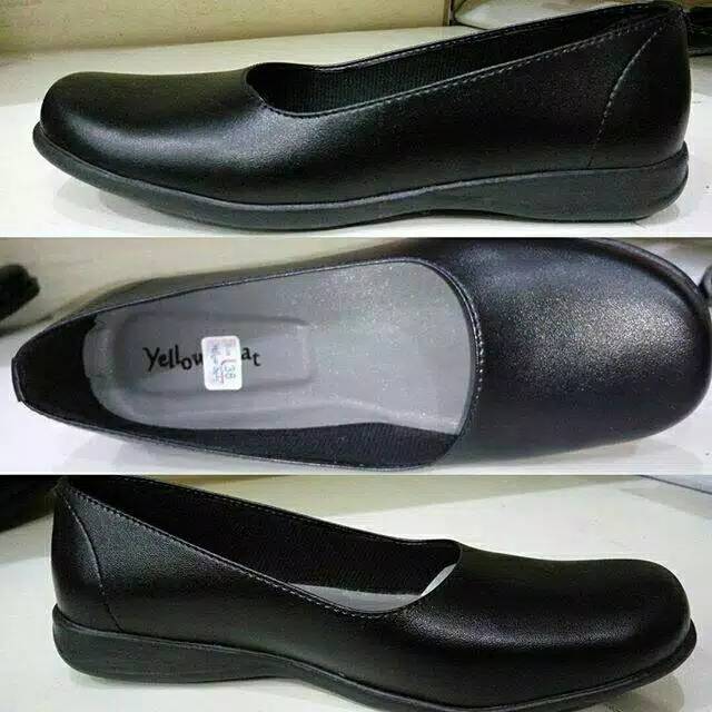 Sepatu Flat Pantofel Wanita Fullblack Mono Hitam Sekolah Kerja kasual Resmi Traning Paskibra