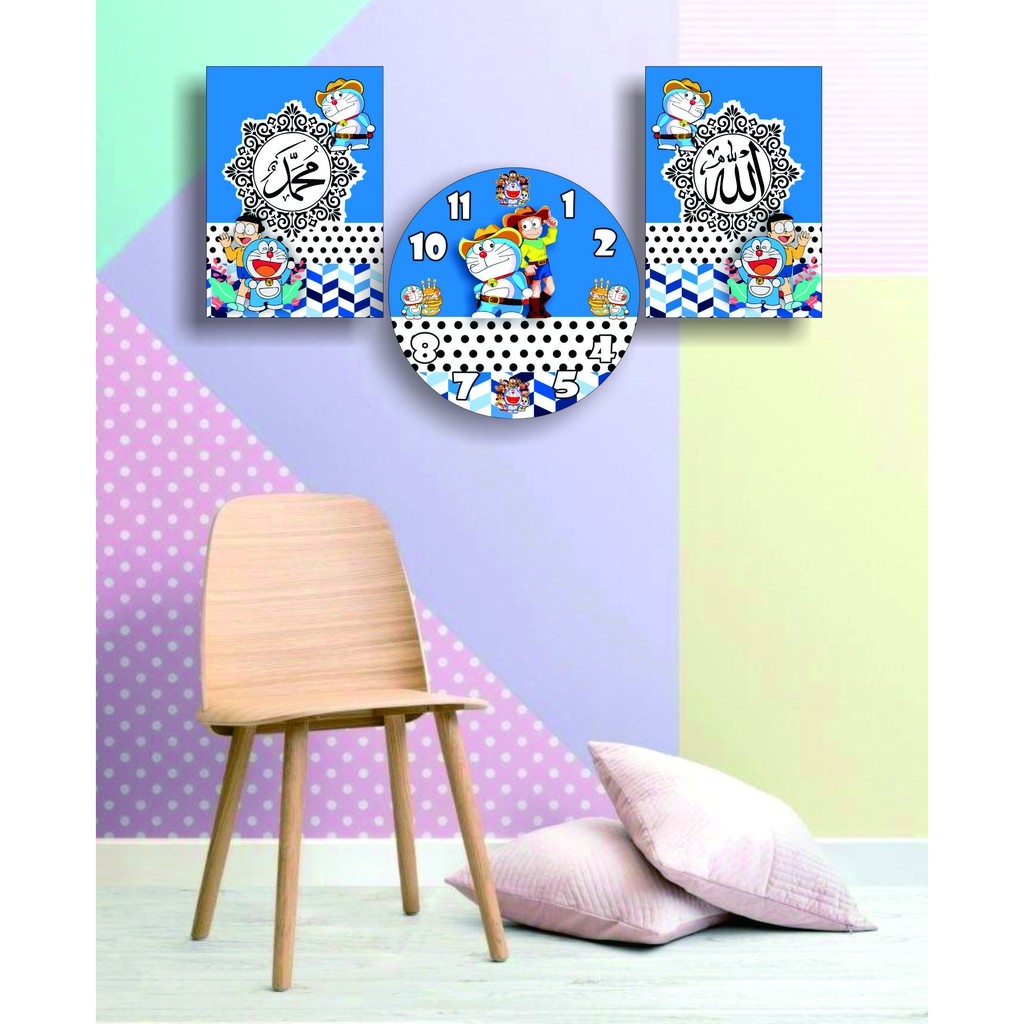 Jual Satu Set Jam Dinding Karakter Dan Hiasan Dinding Kaligrafi Allah Muhammad Motif Kartun Uk A3 Indonesia|Shopee Indonesia 1024_X_1024_jpg