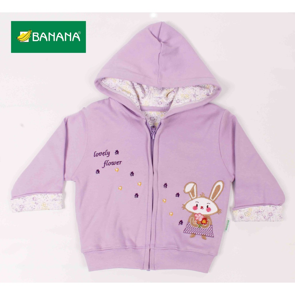 Banana Jaket Bayi Kupluk Perempuan Kelinci Bunga Pastel